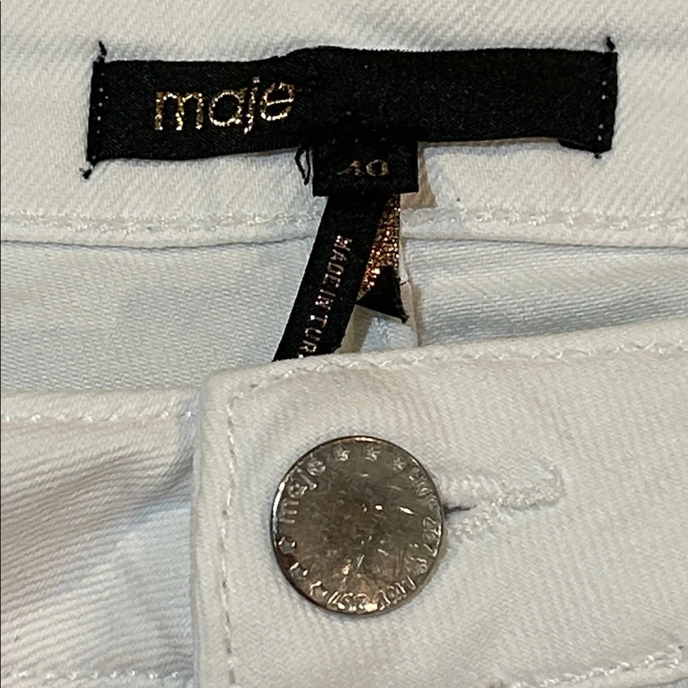 Maje Poesie High Rise Slim Tapered Leg White Jeans size 30